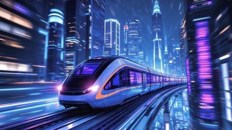 Neon Express Through Futuristic Metropolis wallpaper