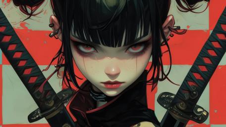 Anime Warrior with Katana Stare in 4K Detail wallpaper