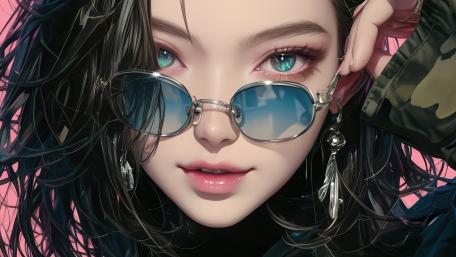 Anime Chic with Sunglasses in 4K Detail wallpaper