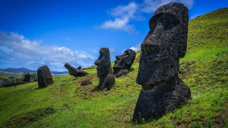 Ancient Giants of Rapa Nui Landscape wallpaper