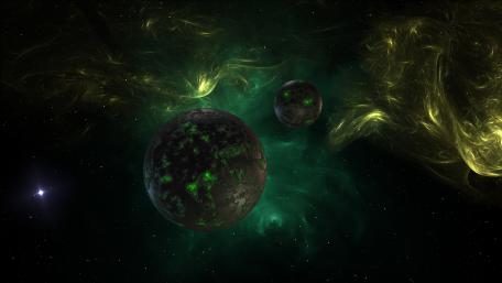 Mystical Planets in Cosmic Plasma Glow wallpaper