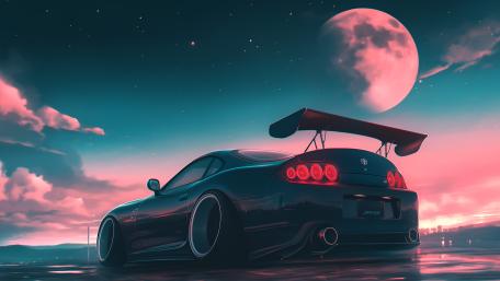Toyota Supra Under a Moonlit Sky wallpaper