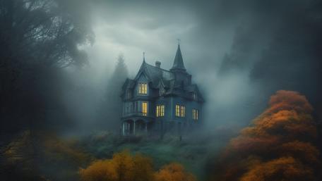 Haunting Shadows: An Enchanted Evening Chateau wallpaper