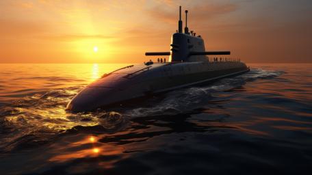 Submarine at Sunset: Majestic Naval Voyage wallpaper