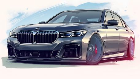 Sleek BMW 7 Series Illustration wallpaper
