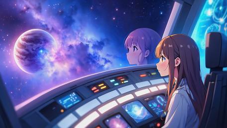 Interstellar Voyage with Anime Aesthetics wallpaper