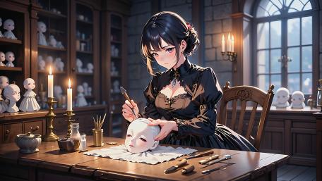 Gothic Dollmaker in a Mysterious Workshop wallpaper