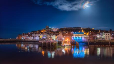 Abbey Wharf at Night in Whitby wallpaper