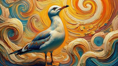Bird in Van Gogh's Dreamscape wallpaper