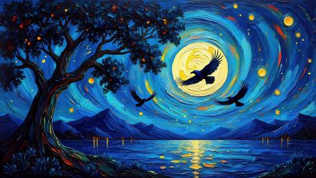 Starry Night Flight Enchantment wallpaper