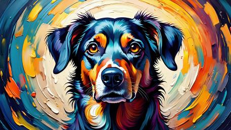 Colorful Canine Vortex: A Stunning AI Dog Portrait wallpaper