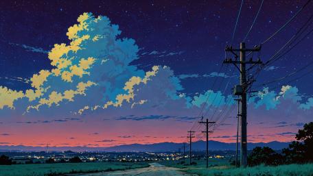 Anime Nightscape Journey wallpaper