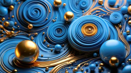 Blue and Gold Abstract Swirls wallpaper
