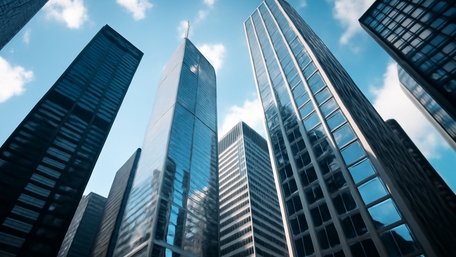 Skyscrapers Touching the Sky in Modern Cityscape wallpaper