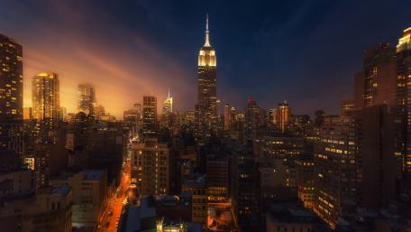 Empire State Building Illuminated at Night wallpaper