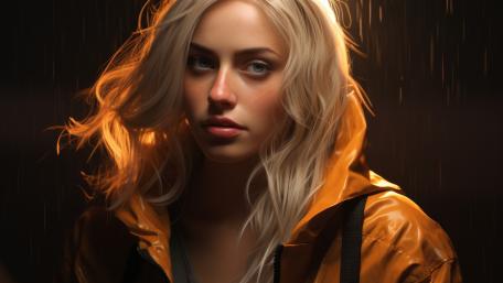 Golden Glow Serenity in Rain wallpaper