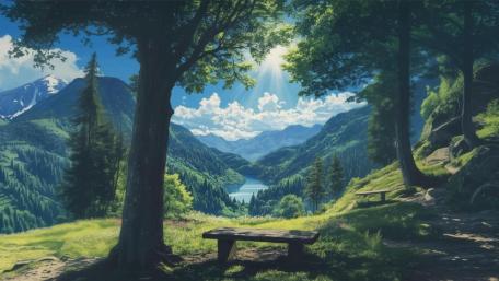 Mountain Retreat in Anime Art wallpaper