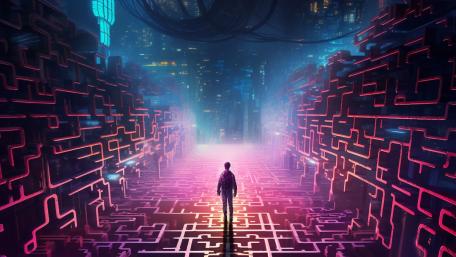 Neon Maze in a Futuristic World wallpaper