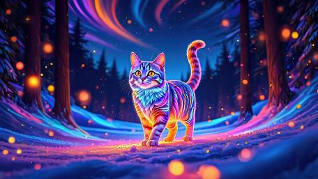 Rainbow Enchanted Forest Kitty Adventure wallpaper