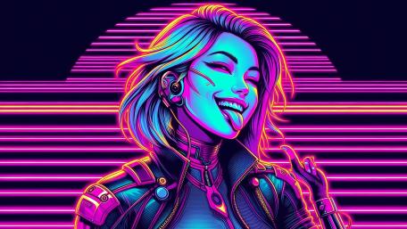 Neon-Cyber Futurism in Motion wallpaper