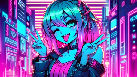 Neon Dreams Anime Girl Vibes wallpaper