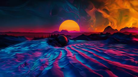 Psychedelic Dreamscape: A Surreal Sunset Vision wallpaper