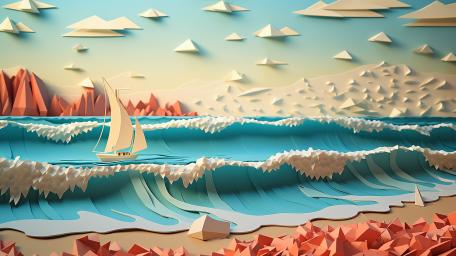 Sailing Through a Low-Poly Fantasy World wallpaper