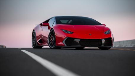 Lamborghini Huracan on Open Road at Dusk wallpaper