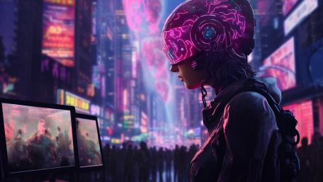 Neon Cyberpunk Future: AI's Realm wallpaper