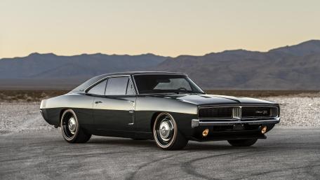 Dodge Charger at Golden Hour in Desert wallpaper