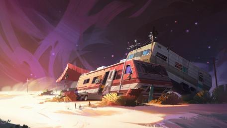 Wandering Stars: Journey Through Cosmic Sands wallpaper