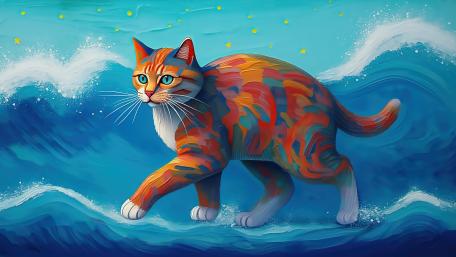 Surfing Through Multicolored Waves wallpaper