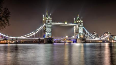 Tower Bridge Shining over the Thames at Night wallpaper