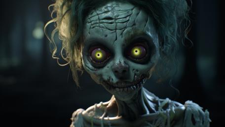 Terrifying Supernatural Figure in Eerie Forest Scene wallpaper