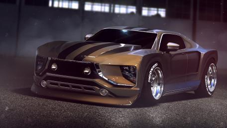 Futuristic Muscle Car Design in Spotlight wallpaper