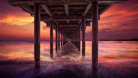 Under the Bridge at Sunset Magic wallpaper