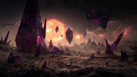 Floating Gemstone Realm: A Sci-Fi Fantasy World wallpaper