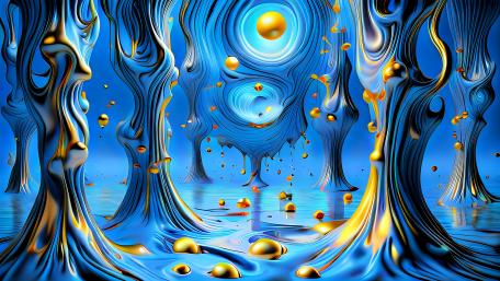 Mesmerizing Blue Liquid Forest wallpaper