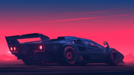 Lamborghini Cyberpunk Dream in Black and Red wallpaper