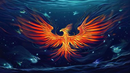 Phoenix Rises in Fiery Splendor wallpaper