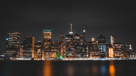 NYC Skyline Illuminated at Night wallpaper