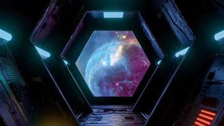 Futuristic Starship Portal to the Cosmos wallpaper