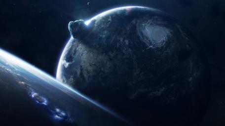 Asteroid Collision in a Mysterious Realm wallpaper