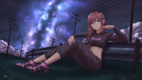 Lo-fi Vibes Under the Starlit Sky wallpaper