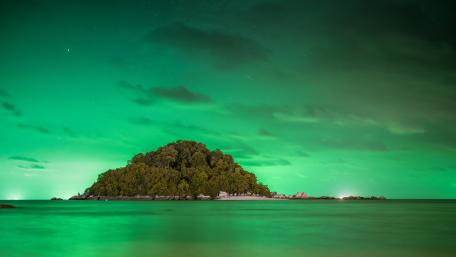 Enchanted Night at Pangkor Island's Green Sea wallpaper