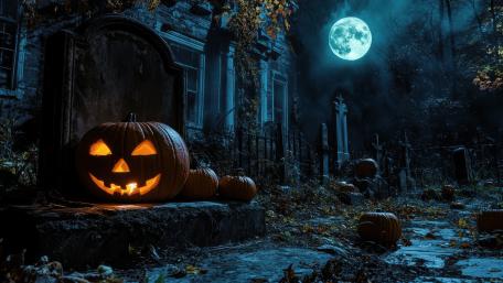 Halloween Night in a Haunted Graveyard wallpaper