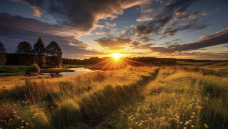 Sunset Serenity in the Countryside wallpaper