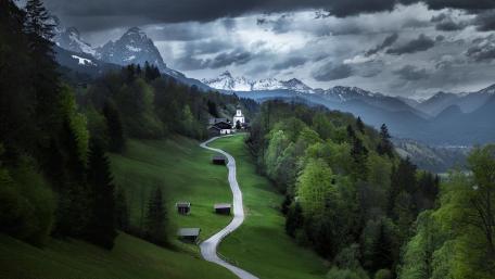 Road to Tranquility in the Bavarian Alps wallpaper