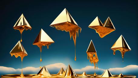 Melting Metallic Pyramids wallpaper