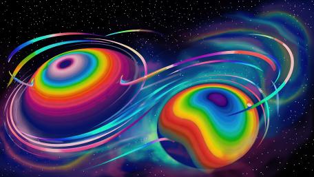Rainbow Cosmic Embrace wallpaper